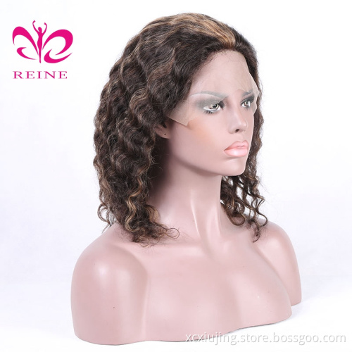 150% Density 1b/27  Mix Color Chinese Virgin Hair Lace Frontal  Wig Water Wave Lace Fronatal  Human Hair Wigs